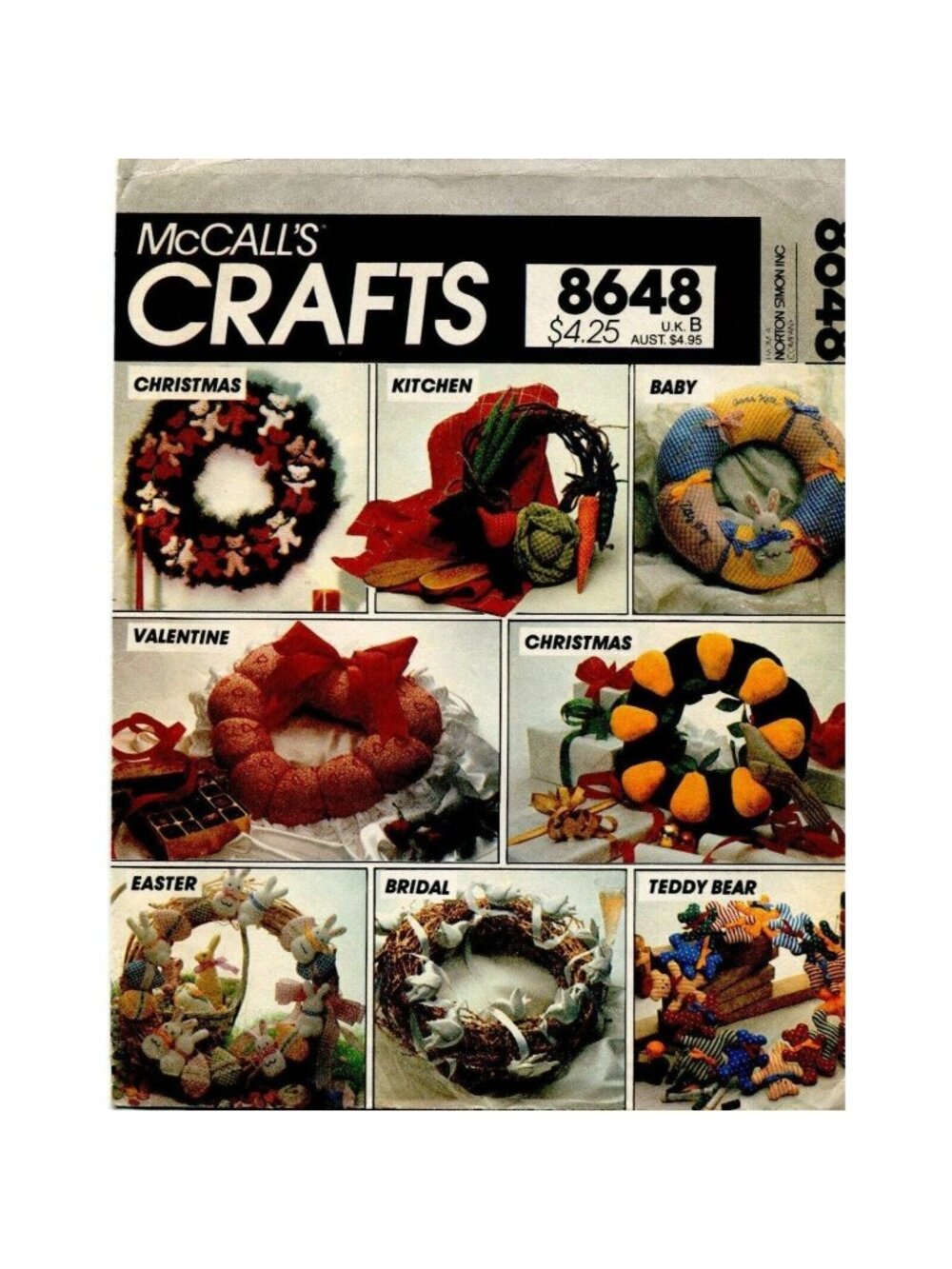 VTG Sewing Pattern McCalls 8648 Wreaths Seasonal Holidays Bridal Teddy Bear Baby